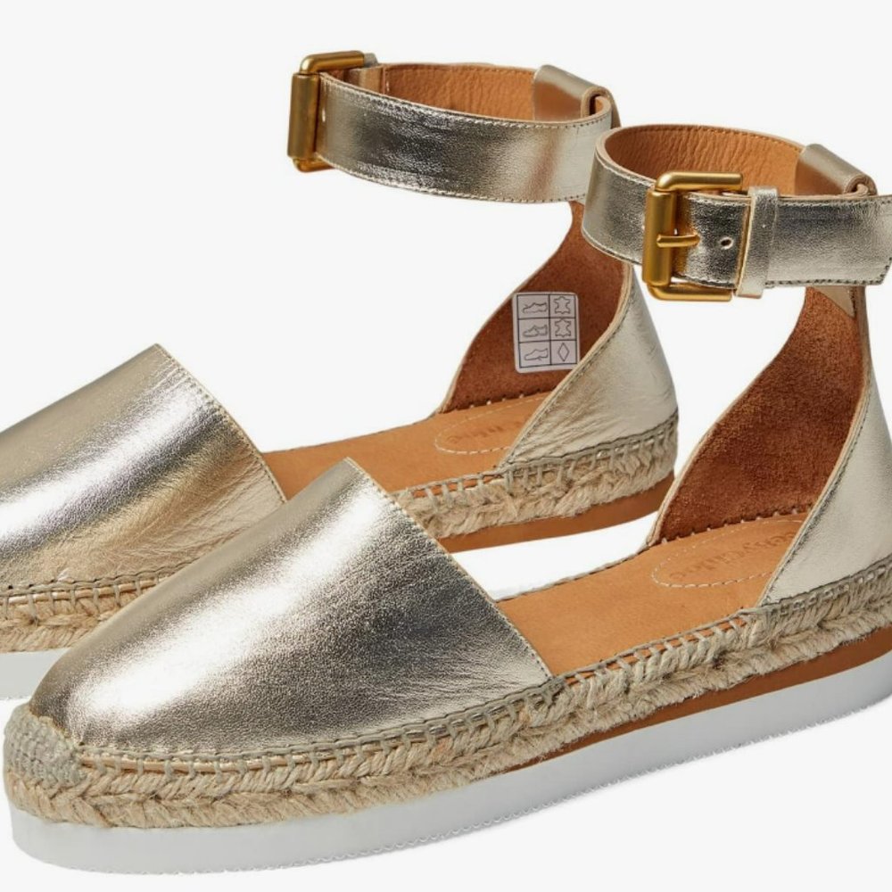 See by Chloe  Women's Glyn Flat Espadrille Metallic Lt. Gold Size 38